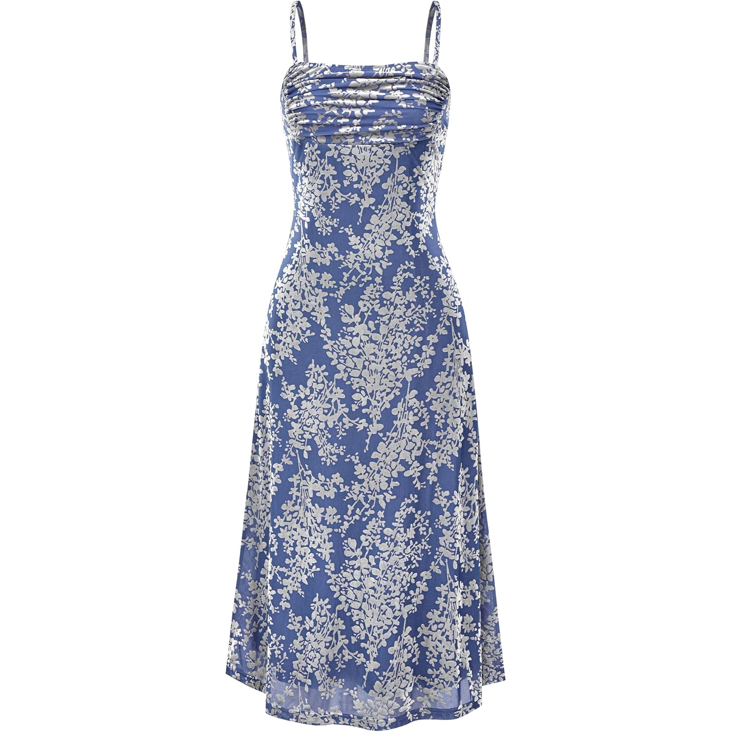 Women's Summer Dress Sleeveless Spaghetti Strap Midi Dress Sexy Cowl Neck Floral Cocktail Dress Party Dresses