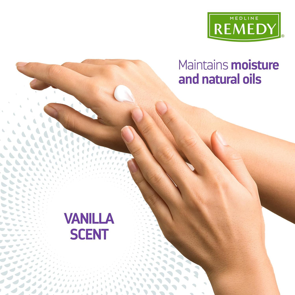 Medline Remedy Clinical Skin Cream, Vanilla Scent (16 Fl Oz), Moisturizing Face And Body Cream For All Ages, Paraben & Sulfate Free, Quick Absorbent Formula, Hypoallergenic Skin Moisturizer