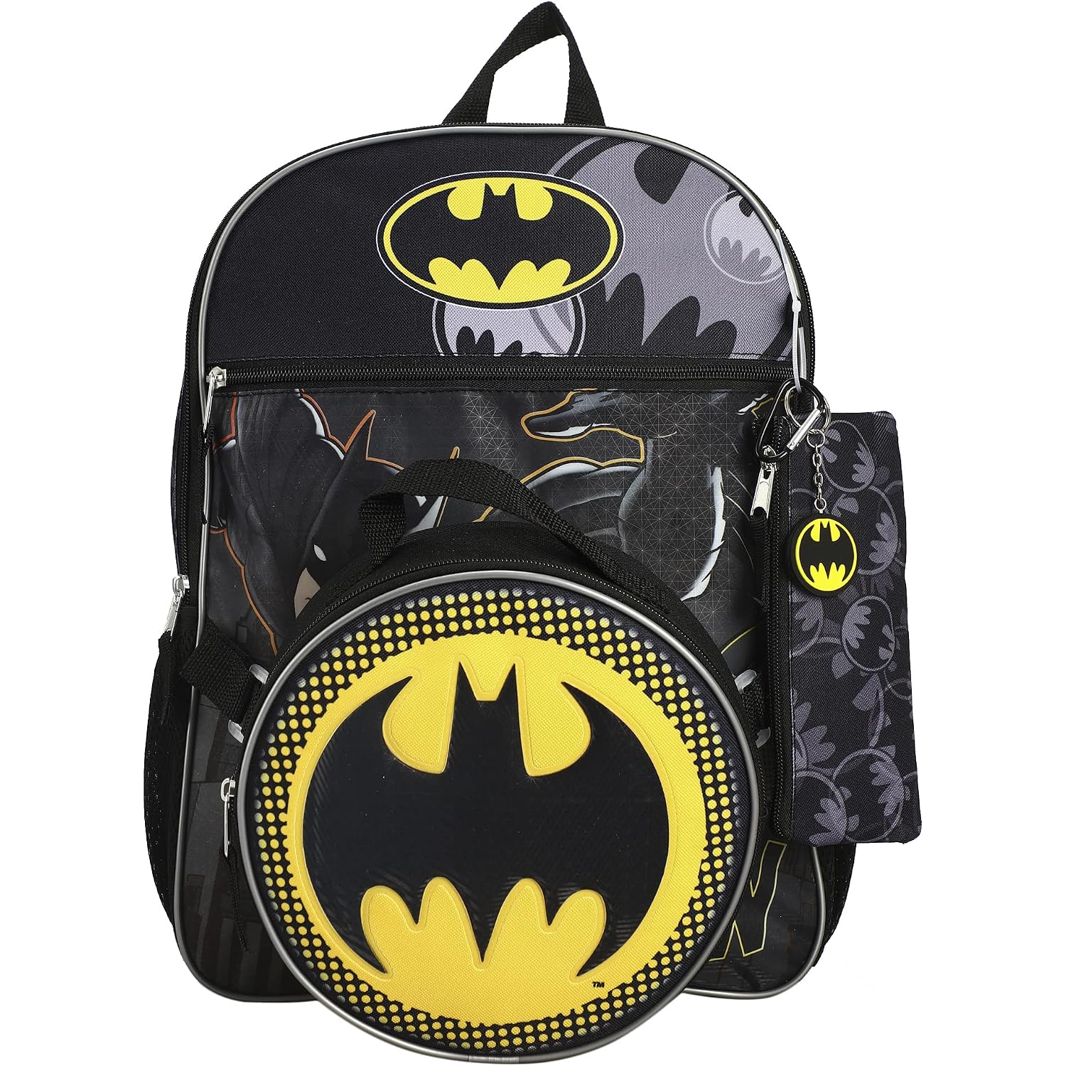 Dc Comic Book Batman Symbol 5-Piece Backpack Accessory Set For Boys