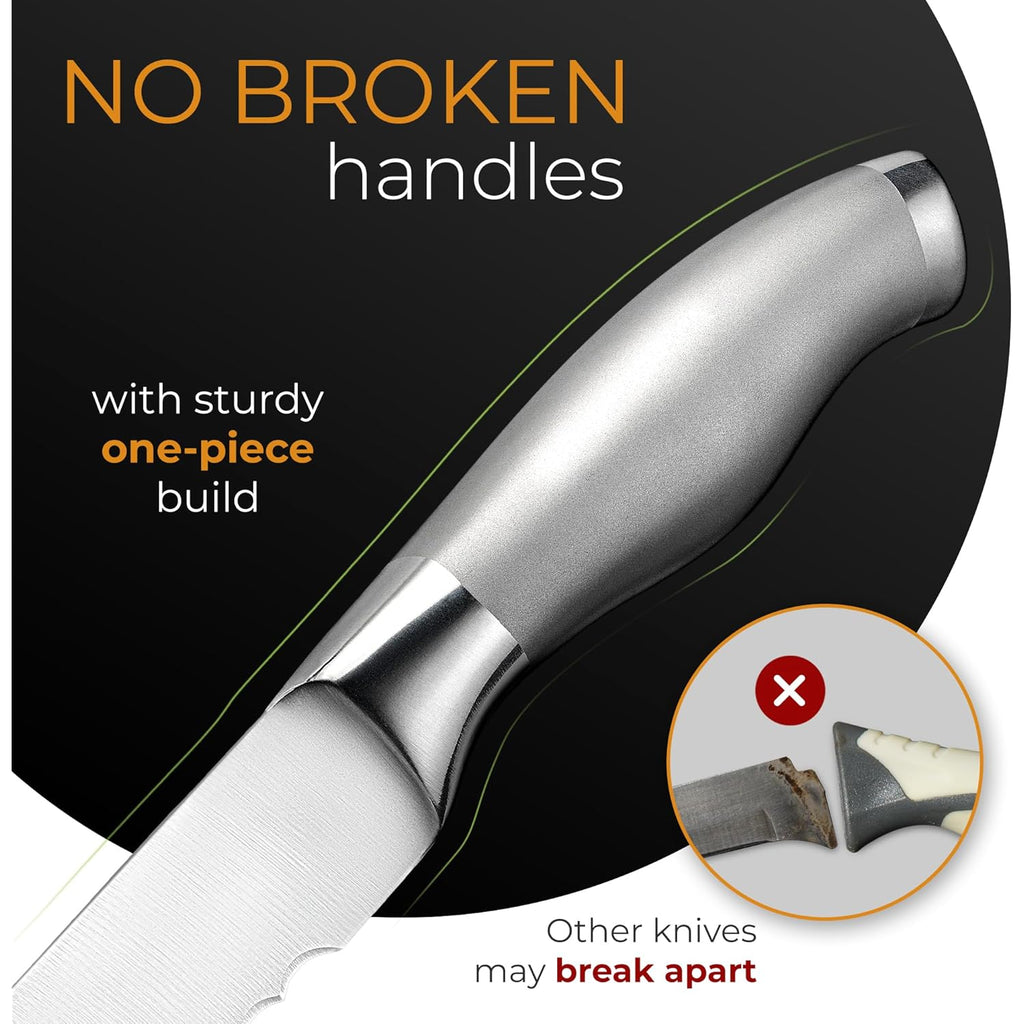 Orblue Serrated Bread Knife with Upgraded Stainless Steel Razor Sharp Wavy Edge - Bread Cutter Ideal for Slicing Homemade Bagels, Cake (8-Inch Blade with 5-Inch Handle)