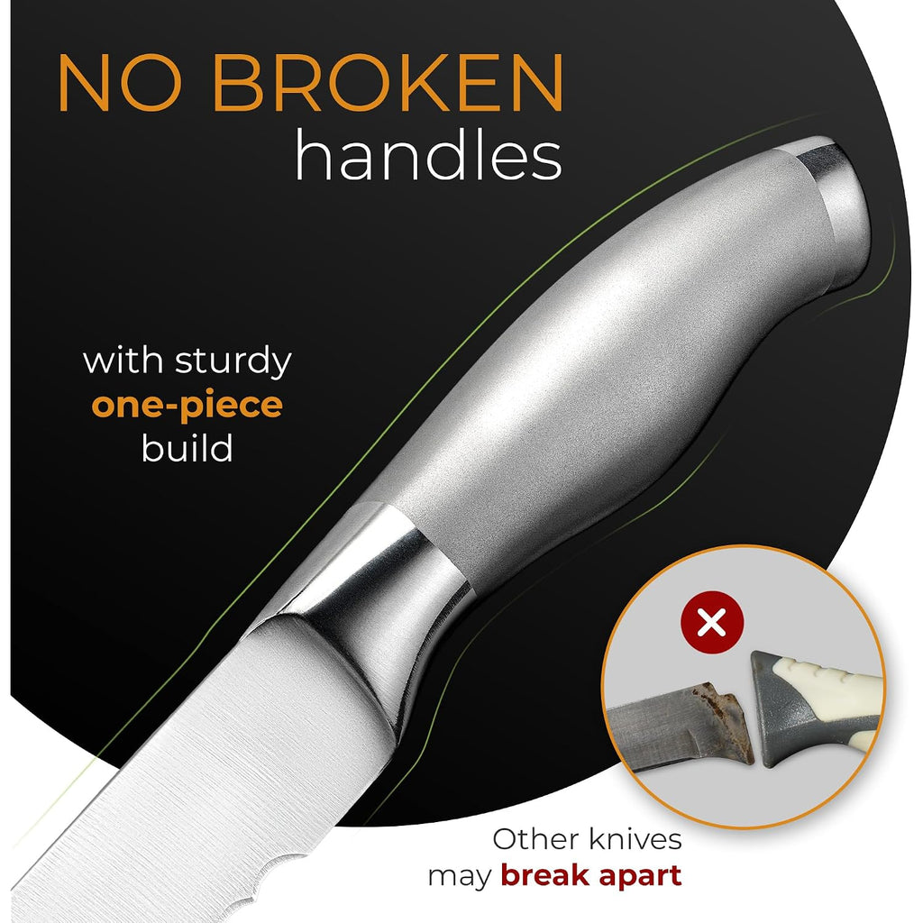 Orblue Serrated Bread Knife With Upgraded Stainless Steel Razor Sharp Wavy Edge - Bread Cutter Ideal For Slicing Homemade Bagels, Cake (8-Inch Blade With 5-Inch Handle)