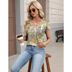 Lomon Women Silk Satin Tops Cap Short Sleeve Blouse V Neck Shirts Business Casual Outfits