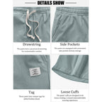 Plepan Mens Corduroy Shorts Casual Elastic Waist Drawstring Summer Beach Shorts