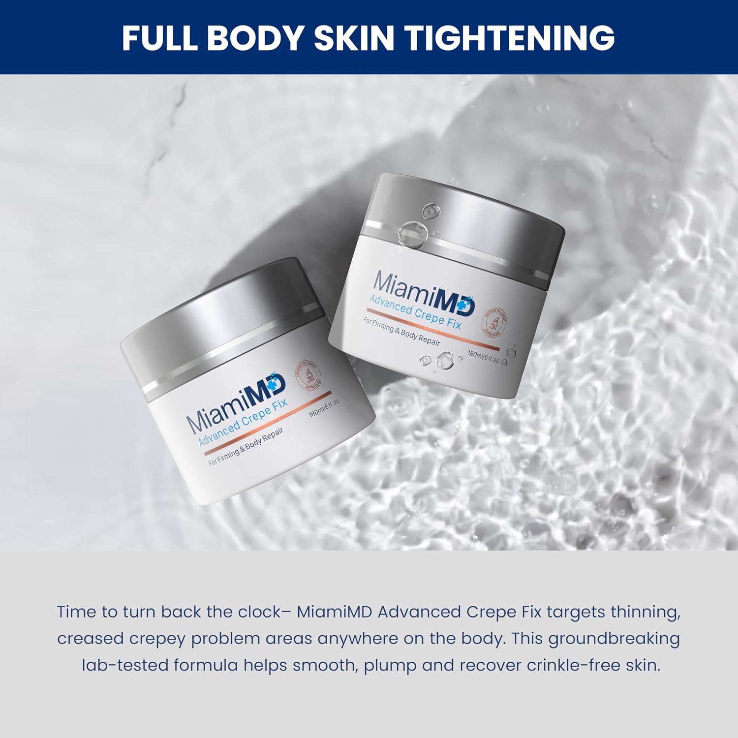 Miami Md Advanced Crepe Fix - Anti Aging Tightening & Firming Cream For Women - Facial And Neck Crepe Erase Cream – Crepey Skin Moisturizer For Softens And Nourishes The Skin For All Types - 6 Fl Oz
