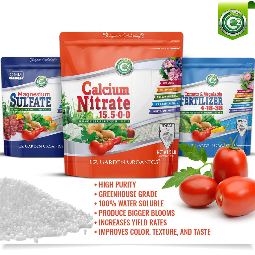 Calcium Nitrate 15.5-0-0 Fertilizer - Made In Usa - 5Lb Greenhouse Grade Plant Food For Hydroponics, Plants & Gardens – Fruit, Vegetables. Blossom End Rot Tomatoes