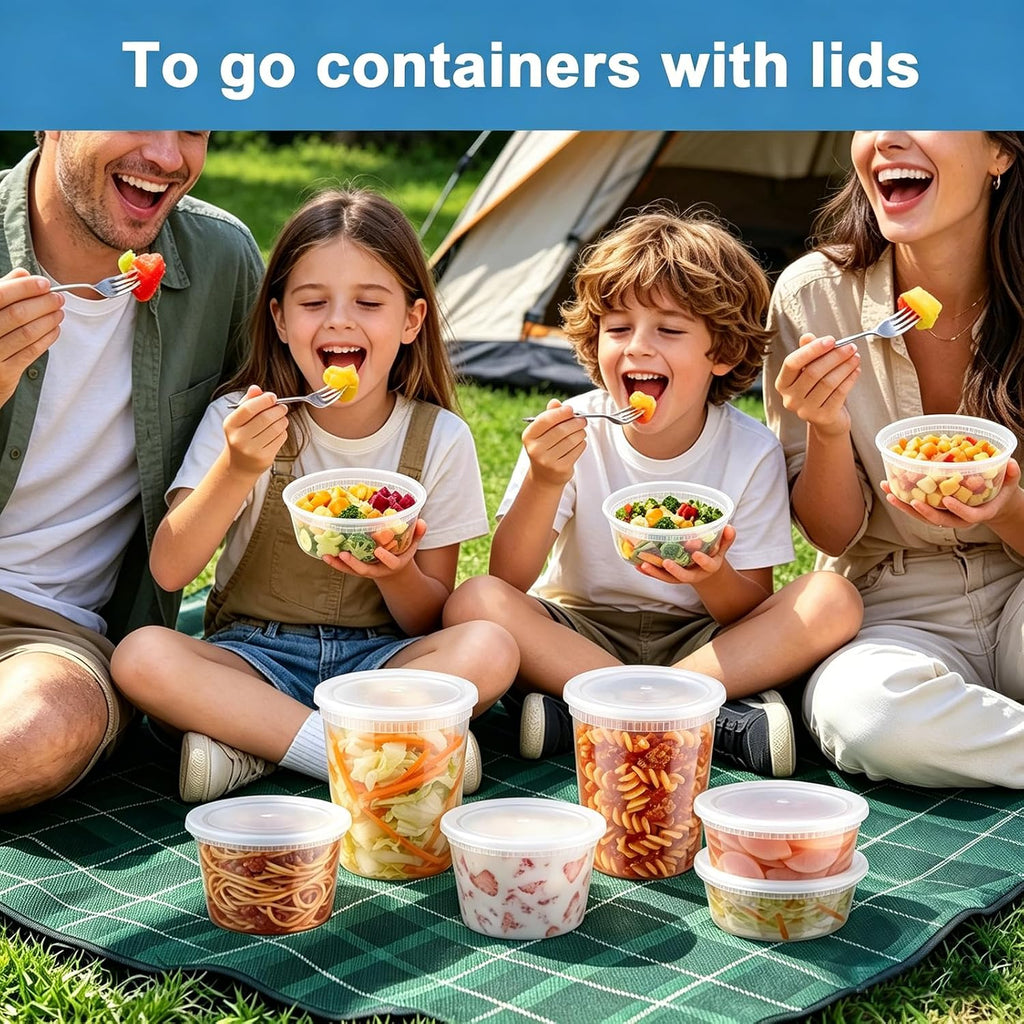 60 Sets Deli Containers With Lids, 8/16/32 Oz Quart Containers Bpa Free, Airtight Takeout Plastic Food Storage Container, Stackable Leakproof Microwave & Freezer Safe For Soup, Sauce & Leftover