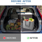 Wiselife Reusable Grocery Shopping Bags 10 Pack Large Foldable Tote Bags Bulk, Eco Produce Bags With Long Handle For Shopping Groceries Clothes (Grey&Black)
