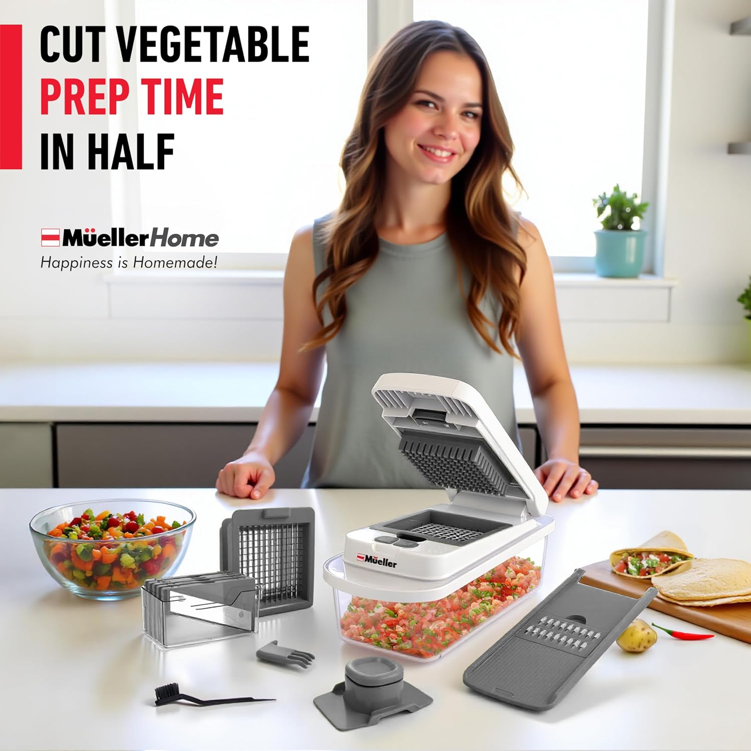 Mueller The Real Original Pro Chopper Since 2013 Vegetable Chopper Mandoline Slicer, 8 Blade Food Veggie Chopper Onion Vegetable Cutter With Container, Kitchen Gadgets & Essentials, (10 In 1)