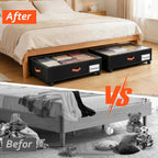 Under Bed Storage With Wheels 2-Pack, Under Bed Storage Containers 66L Clear Lids, Rolling Storage Drawers For Clothes Shoes Blankets, Underbed Organizer Bins(30" L X 16.2" W X 7.5" H)