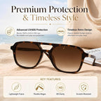Retro Aviator Sunglasses for Women Men - Trendy Cool Square Womens Mens Shades Sun Glasses C1 Tortoise/Gradient Brown