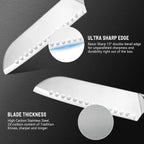 Santoku Knife, 7 Inch Chef'S Knife Kitchen Knife With Razor Sharp High-Carbon German Steel, Ergonomic Non-Slip Handle For Slicing, Dicing, Chopping Meat & Vegetables, Ideal For Kitchens & Home Cooking