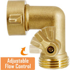 Lifynste Garden Hose Elbow Connector, 90 Degree Brass Garden Hose Elbow Adapter With Shut Off Valves, 2 Pack