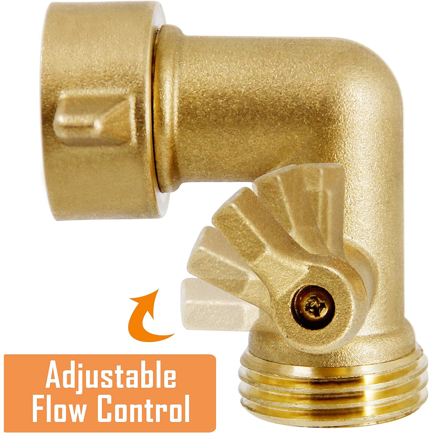 Lifynste Garden Hose Elbow Connector, 90 Degree Brass Garden Hose Elbow Adapter With Shut Off Valves, 2 Pack