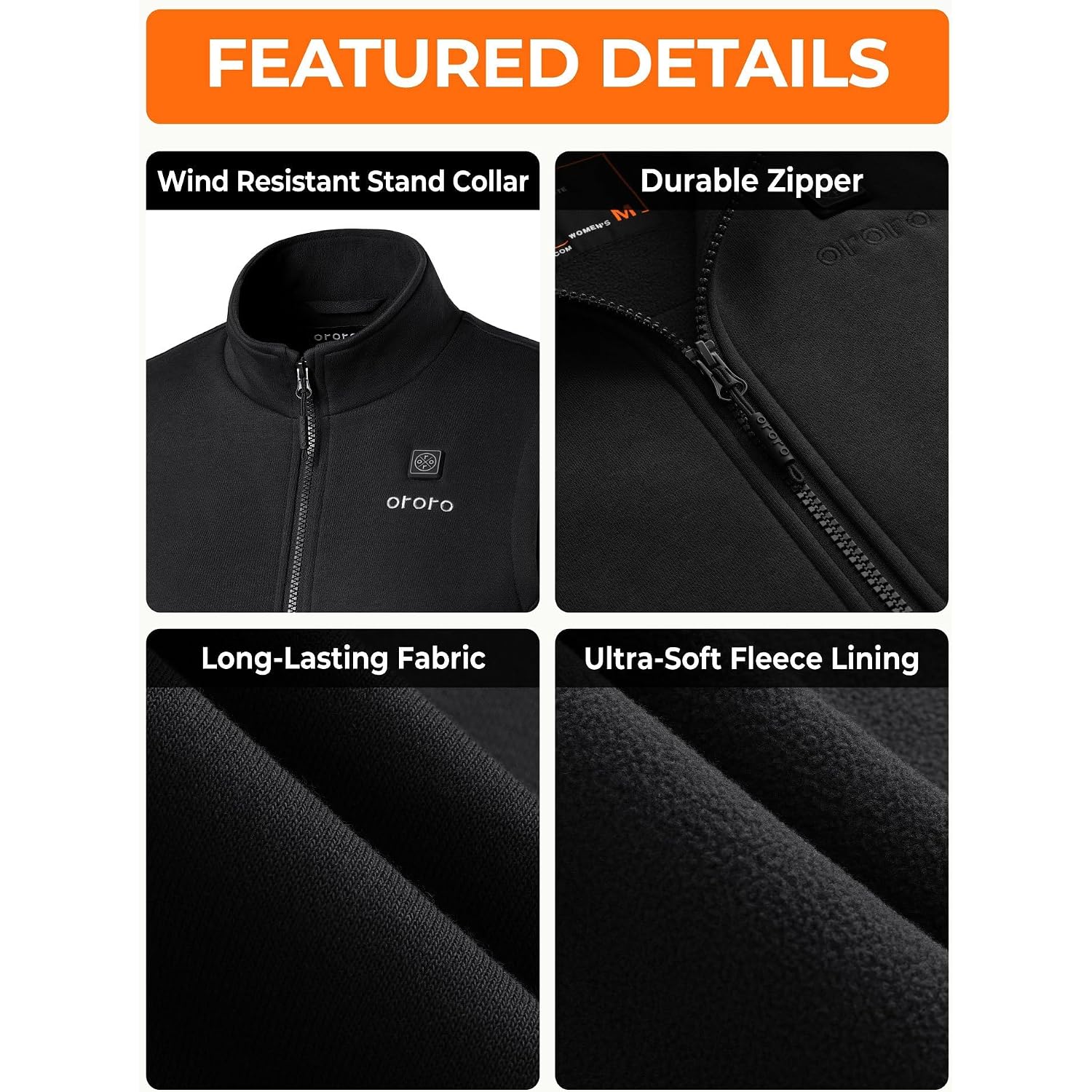 Ororo Women’S Heated Fleece Vest, Lightweight 4-Zone Heating Layer Vest | Soft Fleece Heated Vest, With Collar Heating, Battery Included, For Everyday Warmth And Daily Wear