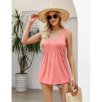Zeagoo Women'S Summer Tank Tops 2026 Pleated Square Neck Loose Fit Casual Flowy Tunic Sleeveless Shirts