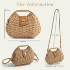 Straw Crossbody Bag For Women, Summer Beach Boho Handwoven Purse With Adjustable Strap, Lightweight Shoulder Bag | Handwoven Straw