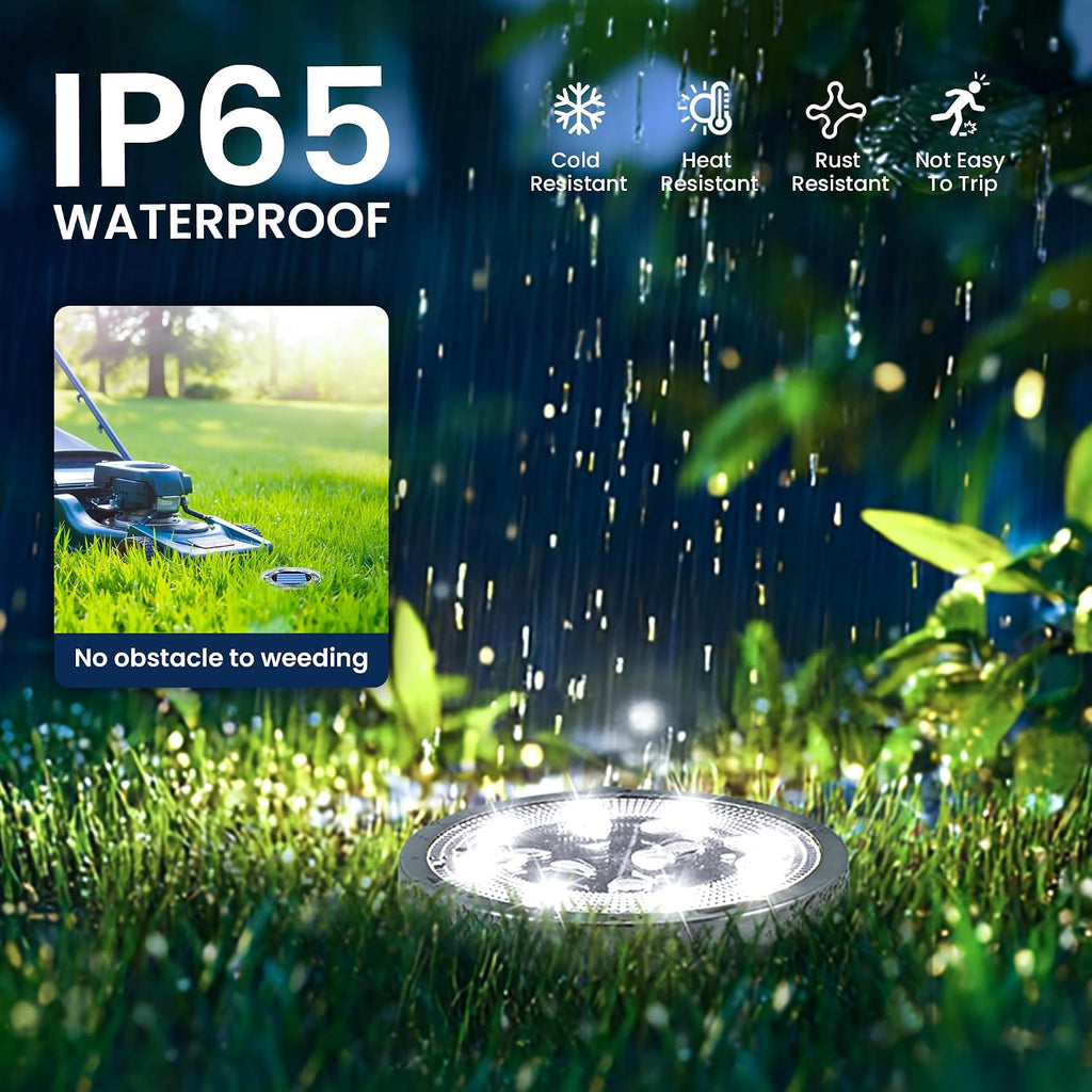 Solpex 10 Pack Solar Ground Lights Outdoor Waterproof, Solar Powered Pathway Lights, Landscape Lighting For Garden Walkway Driveway Backyard Decor (Cool White)