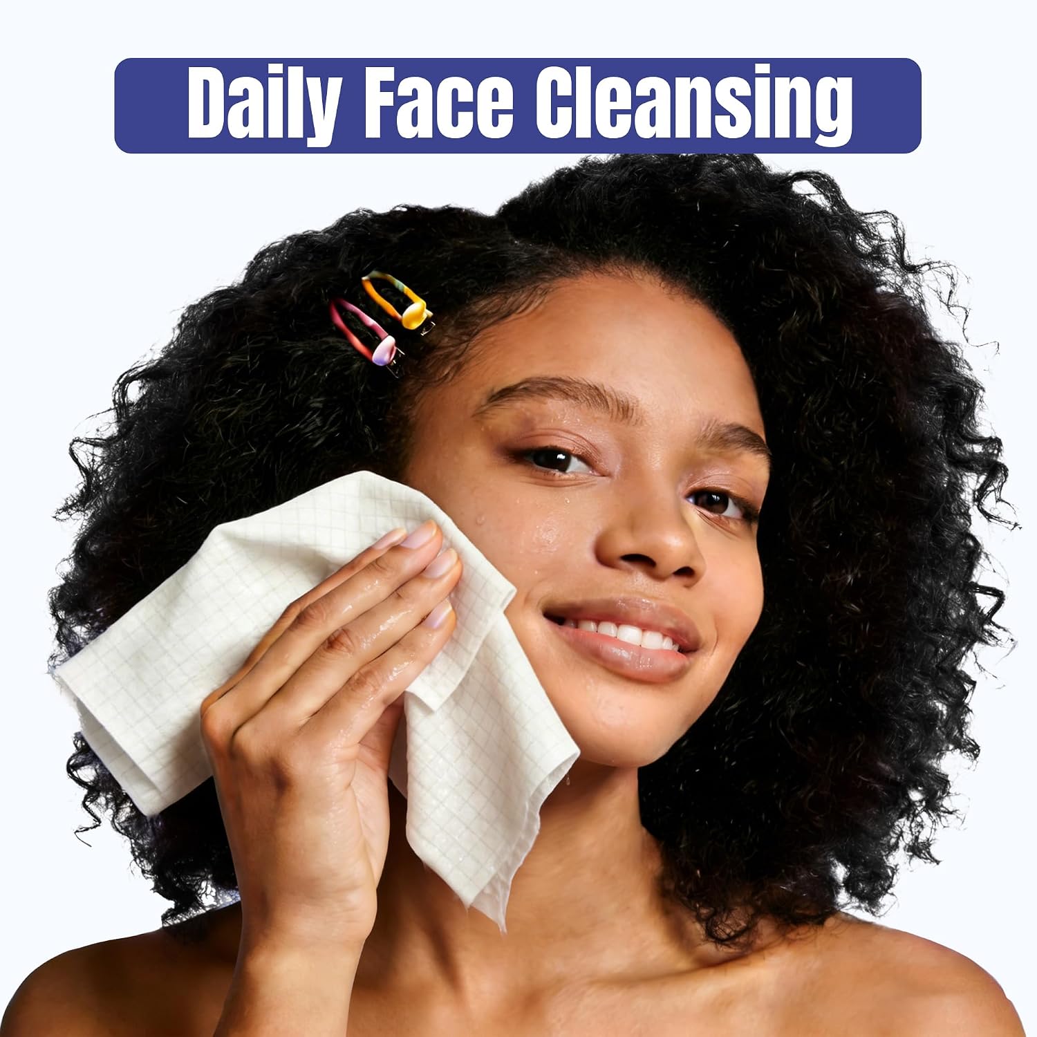 Ourmed Life Face Towels, Disposable Biodegradable Clean Facial Towels For Sensitive Skin, Lint- Free Face Cloths For Makeup Remover, Skincare And Women Cleaning, Dry Wipes,100 Count Dot Texture