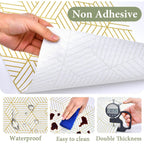 Shelf Liners For Kitchen Cabinets 12In X 20Ft, Non Adhesive Cabinet Liner Strong Non-Slip Thickened Gold Geometric Drawer Liner, Easy To Clean For Shelf, Cabinet With Knife And Tape Measure