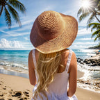 Floppy Big Beach Straw Hats for Women Foldable Summer Wide Brim Packable Sun Hat Womens Travel Straw Fedora Hat