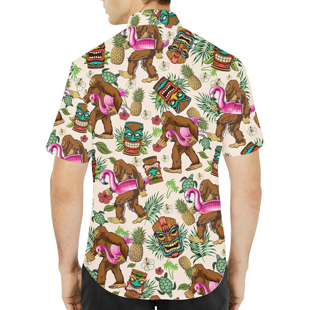 Tropical Bigfoot Hawaiian Shirts For Men Women, Sasquatch Summer Beach Button Down Short Sleeve