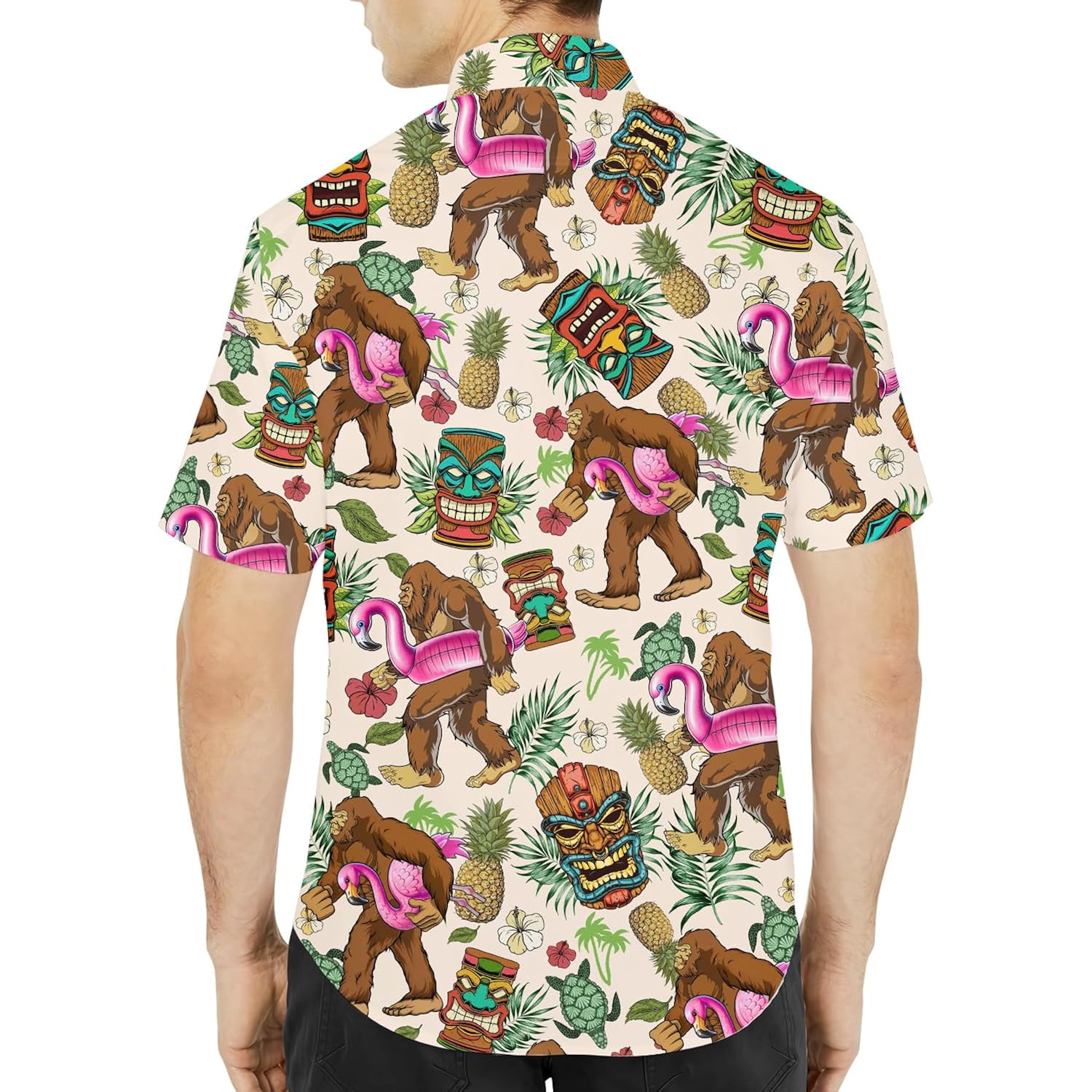Tropical Bigfoot Hawaiian Shirts For Men Women, Sasquatch Summer Beach Button Down Short Sleeve