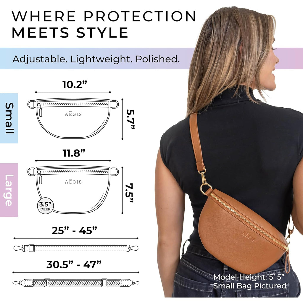 Leather RFID Anti Theft Sling Bag for Women, Pickpocket Proof Travel Crossbody Bag, RFID Blocking Crossbody Purse for Women