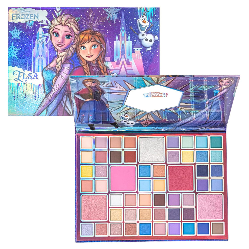 Disney Frozen Elsa And Anna 55 Well Eye Shadow Palette With Mirror, Makeup For Girls And Teens, Shimmery And Matte Colors, By Townley Girl