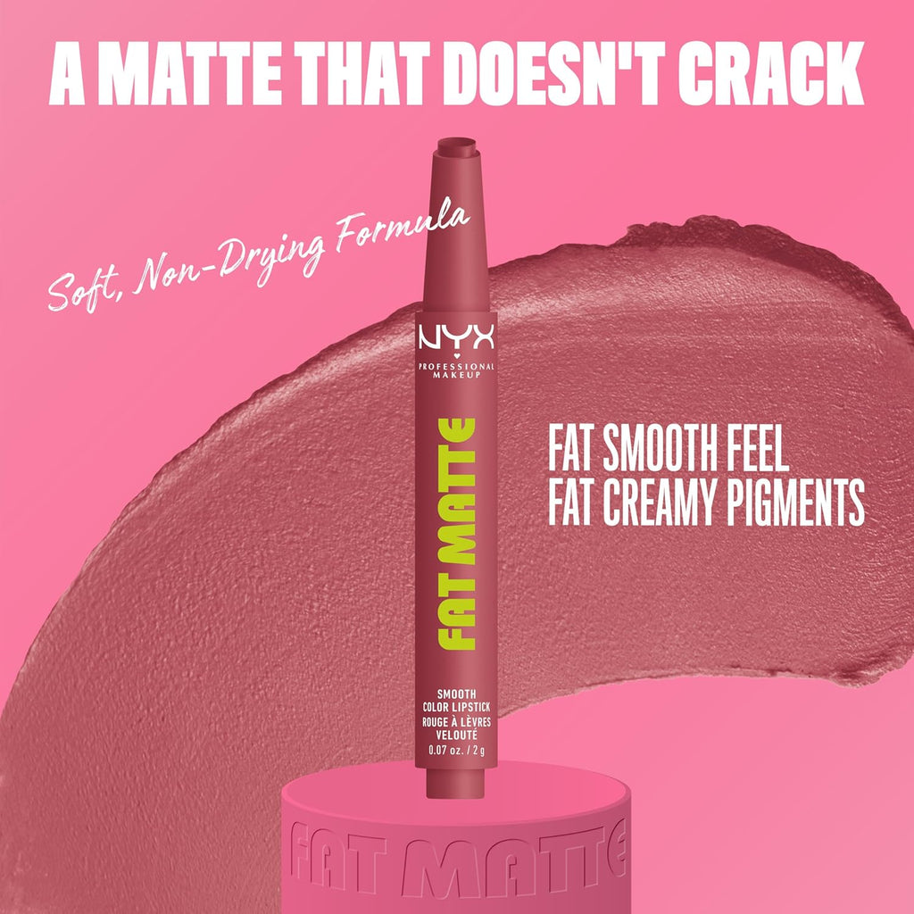 NYX PROFESSIONAL MAKEUP Fat Matte Lipstick, Pigmented, Smoothing, & Non-Drying Lip Crayon, Long Lasting Lip Makeup, Vegan & Cruelty Free - Blush Blanket (Mauve)