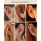5 Pairs 14K Gold Plated Stud Earrings for Women, Hypoallergenic Earring Sets for Multiple Piercing, Premium Cubic Zirconia Studs Earrings for Women