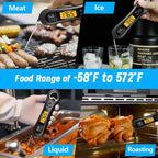 Meat Thermometer Digital, Instant Read Meat Thermometer For Grill And Cooking, With Bottle Opener, Backlight & Calibration Food Thermometer, Kitchen Gadgets For Bbq, Turkey, Candy, Liquids