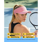 SUNMECI Mesh Breathable Sports Visor - Men Women Adjustable Lightweight Quick Dry Sun Hat for Tennis, Golf, Running