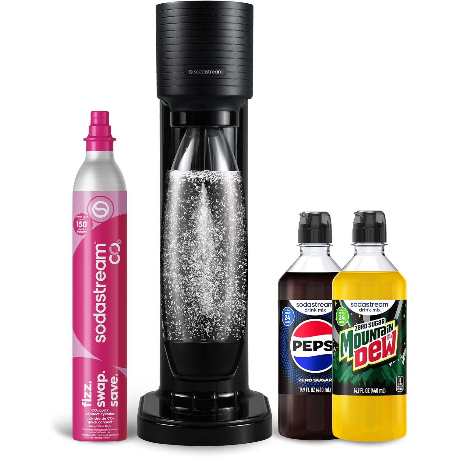 Sodastream Gaia Sparkling Water Maker Bundle, Black