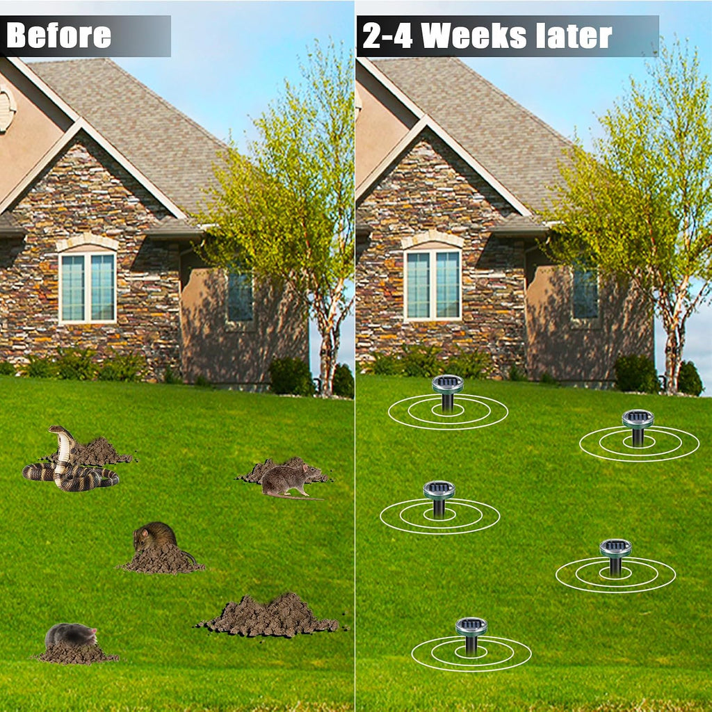 Mole Repellent Solar Powered 10 Pack Snake Repellent Ultrasonic, Groundhog Repeller,Gopher Repeller Sonic Mole Deterrent Spikes, Snake Gopher Mole Vole Repellent Outdoor For Lawn Garden & Yard