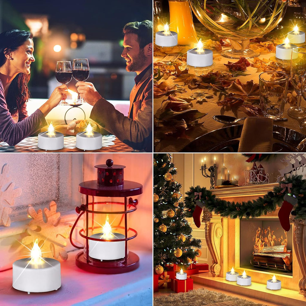 Battery Operated Led Tea Lights: 24Pack Flameless Votive Candles Lamp Realistic And Bright Flickering Holiday Gift Long Lasting 200Hours For Seasonal & Festival Celebration Warm White