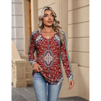 Zeagoo Womens Long Sleeve Tops V Neck Pleated Shirts Dressy Casual Blouses Fall Fashion Tunic Clothes 2026 T-Shirts