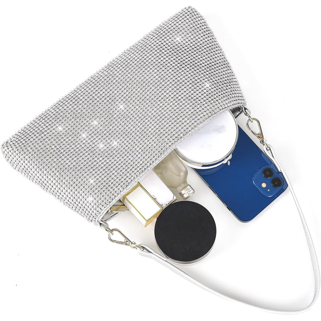 Valleycomfy Bling Evening Clutch Bag for Women Lady Girl Bride Rhinestone Purse For Prom Cocktail Party Wedding Engagement