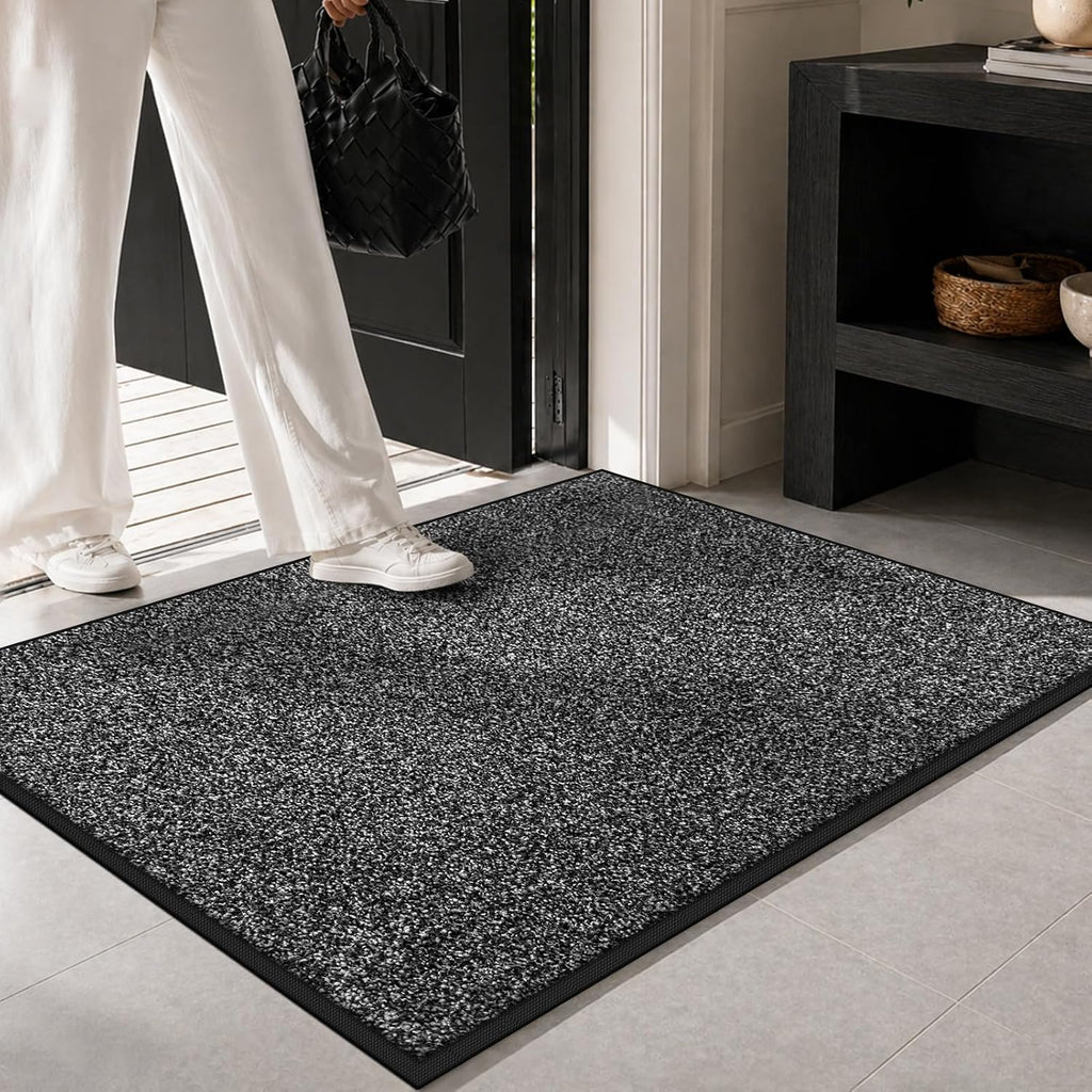 Super Absorbent Front Door Mat, 29.5" X 17", Non-Slip Washable Indoor Doormats, Low Profile Entryway Rug Outdoor, Dirt Resistant Welcome Mats For Front And Back Door Entrance, Grey