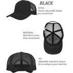 Gelante Mesh Trucker Baseball Cap Snapback Hat Structured Front Panel Black