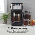 Hamilton Beach Frontfill 12 Cup Programmable Drip Coffee Maker | Regular & Bold Brew Options | Auto Pause And Pour | Glass Carafe | Black With Stainless Accents | 46310