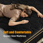 Queen Mattress 12 Inch Medium Firm Hybrid Mattress Queen Size Memory Foam Pocket Springs Queen Bed Matress In A Box For All Sleeping Positions Motion Isolation Comfortable Sleep (Black, Queen 12 Inch)