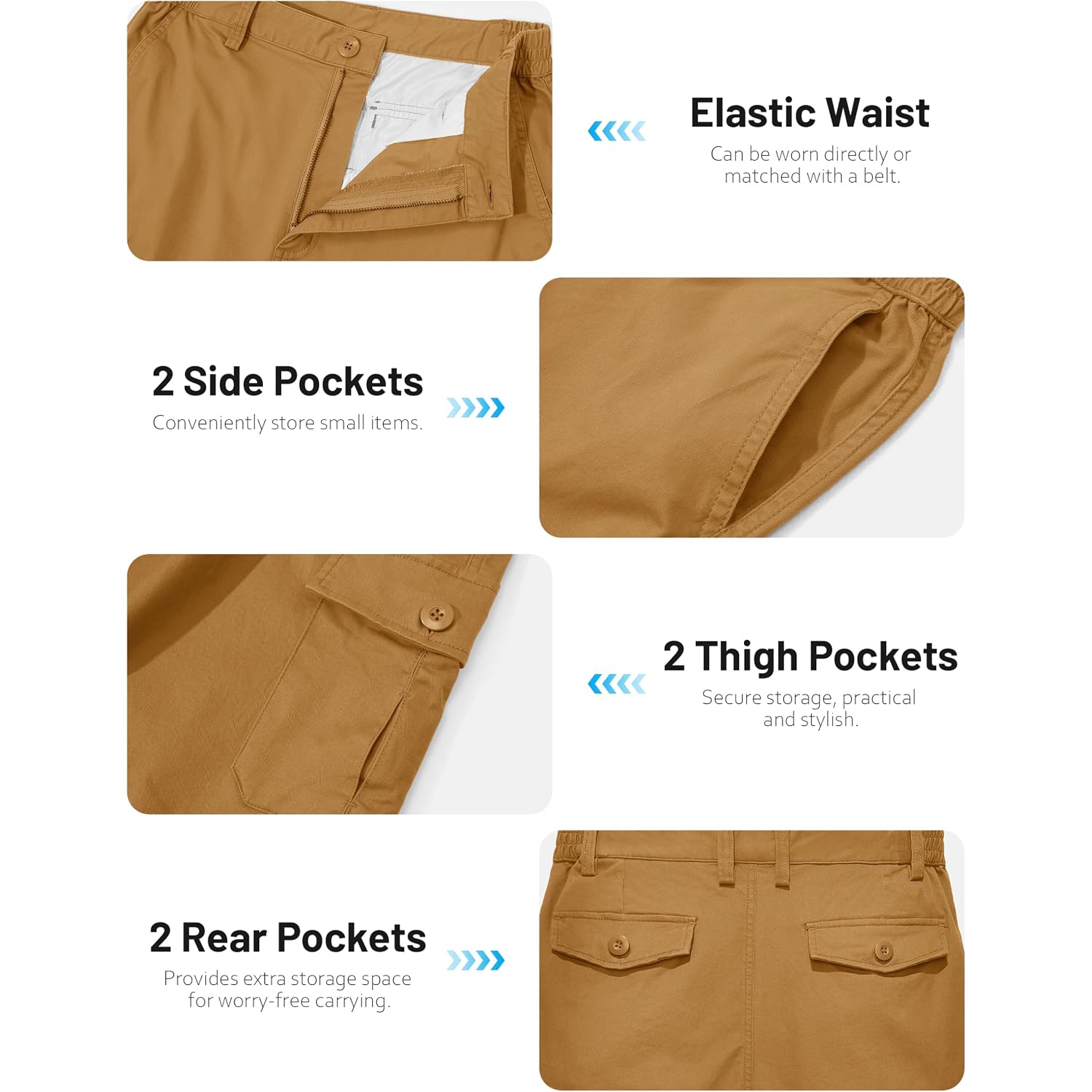 Tacvasen Men'S Casual Cargo Shorts 9 Inch Cotton Elastic Waist Work Shorts | 6 Pockets,Cotton Twill Fabric,Cargo Style,Comfort Stretch Waist,Breathable,Comfortable,Lightweight,Casual Wear,Work,Hiking