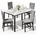 Hooseng Dining Table Set For 4, Faux Marble Small Kitchen Table Chairs Set Of 4 With Luxurious Button Tufted Dinner Chairs For Kitchen And Dining