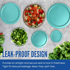 Replacement Lids fits Pyrex 4-Cup Glass Food Storage Container Bowls, 6-Inch Plastic Round Lids Covers for Pyrex 7201-PC, Airtight & Leakproof (4-Pack, Turquoise)