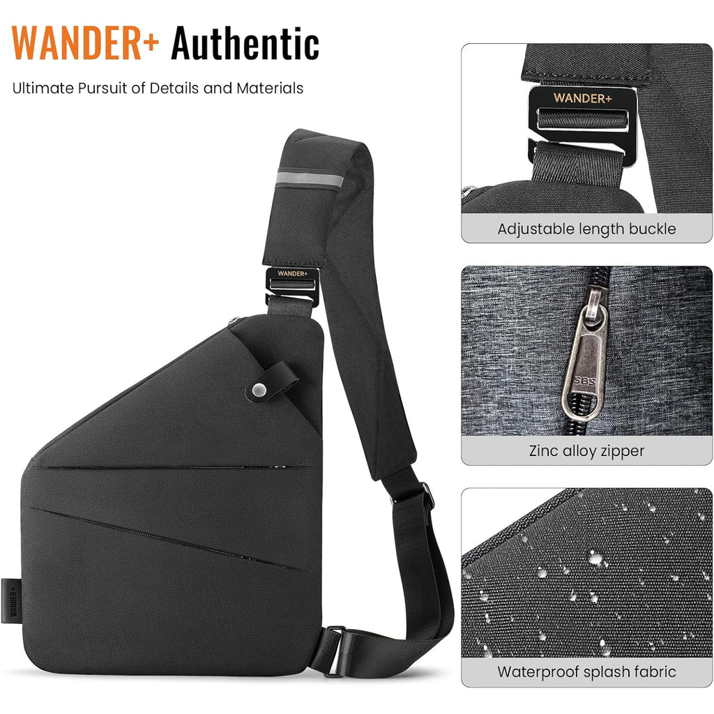 WANDER PLUS® Anti Theft Crossbody Bag, Shoulder Bag Anti-theft Design for Travel, Sport, Work