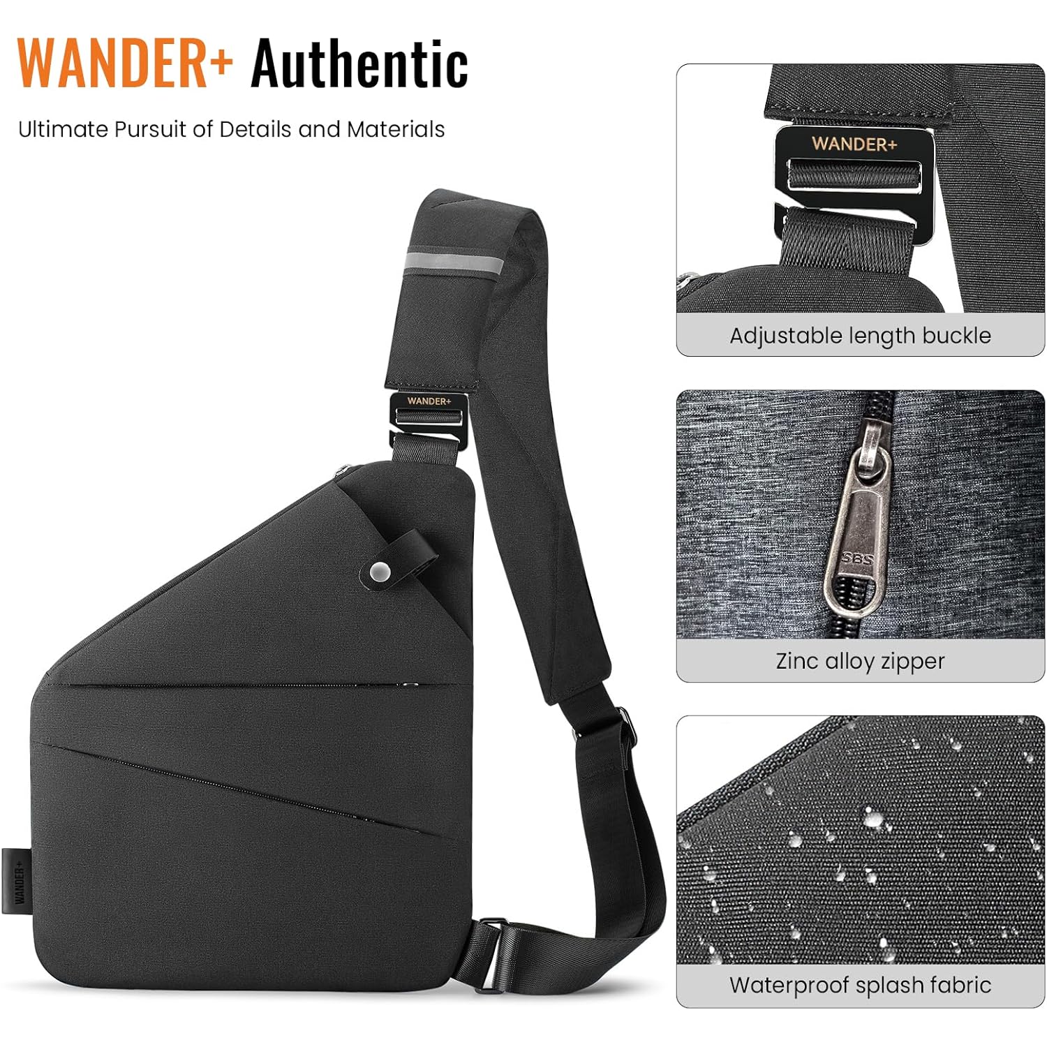 WANDER PLUS® Anti Theft Crossbody Bag, Shoulder Bag Anti-theft Design for Travel, Sport, Work