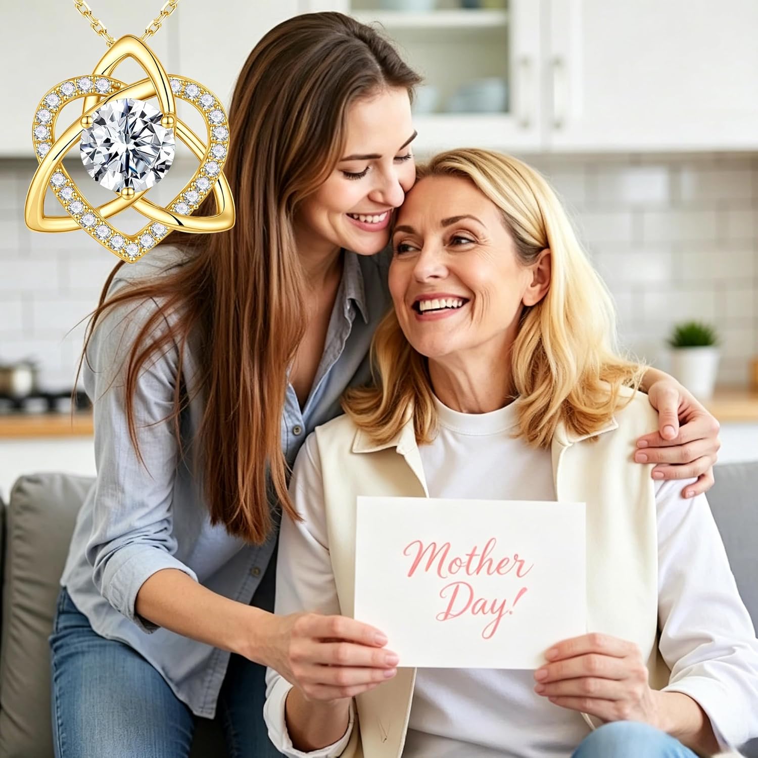 MOOSEA Mothers Day Gifts for Wife,1-3CT Trinity Celtic Knot Moissanite Necklace 925 Sterling Silver with Rhodium Plating Anniversary Birthday Gift for Women Mom Her Eternity Jewelry Mothers Day Gifts