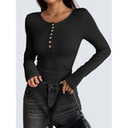 Zeagoo Womens Long Sleeve Henley T Shirts Button Ribbed Knit Slim Fitted Tee Tops Basic Casual Work Blouse Xs-Xxl