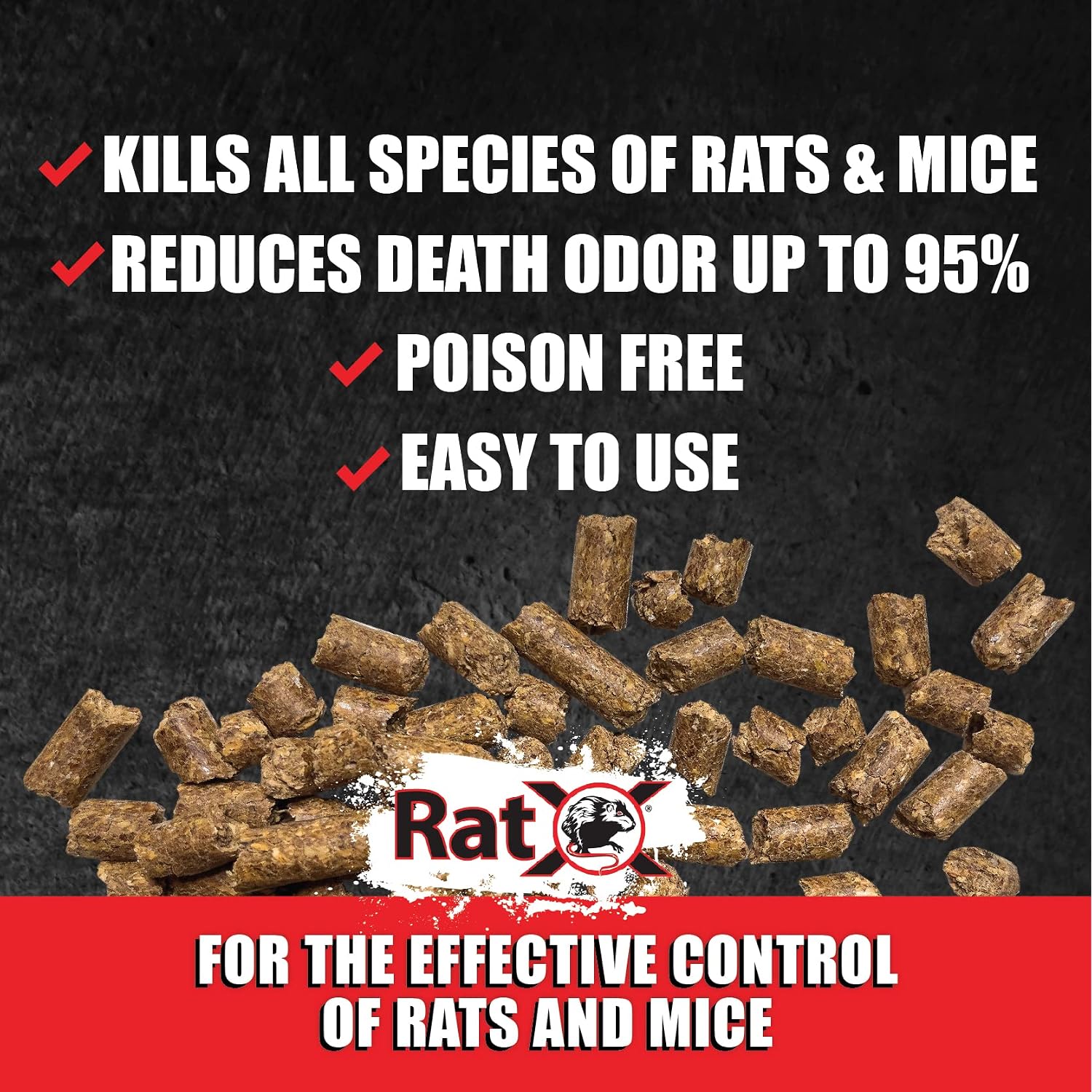 Ratx Rodent Control Bait Pellets For Rats & Mice – Poison Free, Pet Safe Indoor & Outdoor Use Pellets 18 Oz. Bag