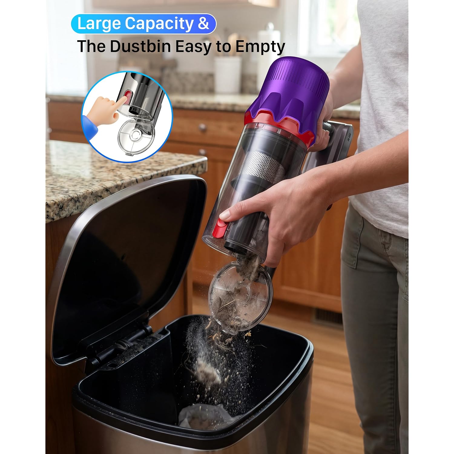 Cordless Vacuum Cleaner For Home - Powerful Stick Vacuum With Hepa Filter, 55-Min Runtime, Led Light, Anti-Tangle Brush, Detachable Battery,Lightweight Vacuum For Pet Hair,Carpets & Hard Floors